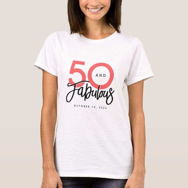 Camiseta 50 e Fabuloso 50º aniversário do Elegante (Frente)
