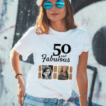 Camiseta 50 e Fabuloso Dourado Glitter 2 Foto 50º Aniversár<br><div class="desc">50 e Fabulosa camiseta de aniversário do Glitter 2 Foto 50. Adicione suas fotos - você pode usar uma foto antiga e nova.</div>