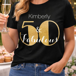Camiseta 50 e Fabuloso Ouro Festa de Aniversário Personaliz