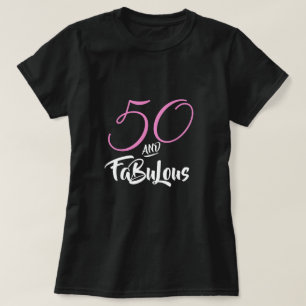 Camiseta 50 e Fabuloso Rosa Festa de Aniversário Personaliz
