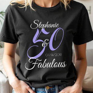 Camiseta 50 e Fabuloso Rosa Festa de Aniversário Personaliz
