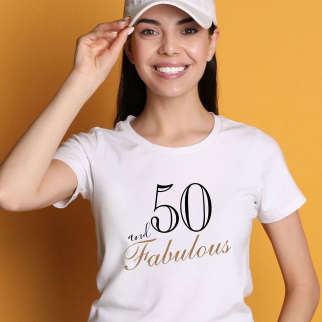 Camiseta 50 e Fabuloso Roteiro Negro Elegante Aniversário (Criador carregado)