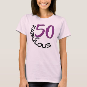Camiseta 50 e FABULOUS Birthday - Tipografia Roxo e Negra