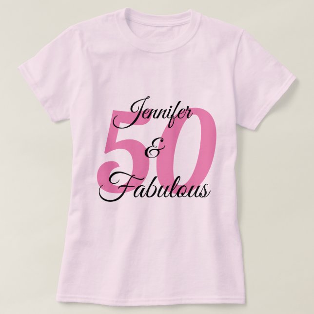 Camiseta 50 e Festa de aniversário personalizada fabulosa (Frente do Design)