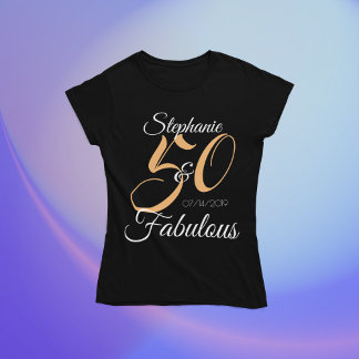 Camiseta 50 e Festa de aniversário personalizada rosa fabul