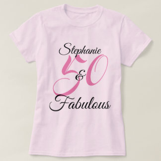 Camiseta 50 e Festa de aniversário rosa-fabulosa personaliz