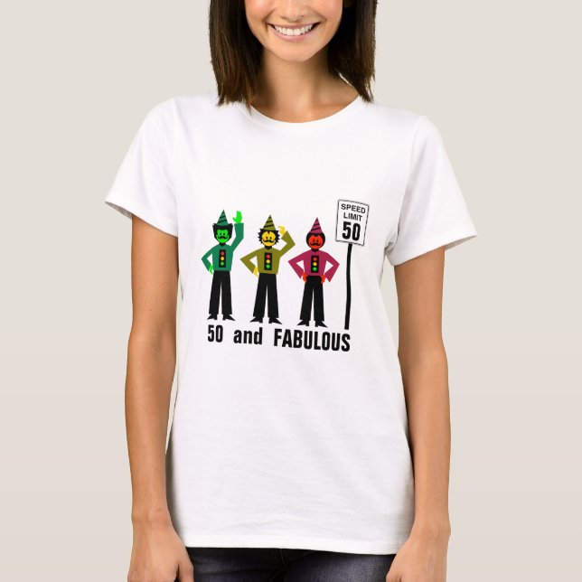Camiseta 50 e limite de velocidade fabuloso do aniversário (Frente)