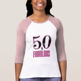 Camiseta 50 & Fabulosa Tipografia Preta Rosa 50º Aniversári