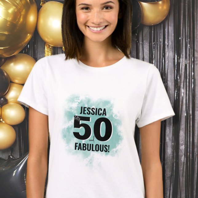 Camiseta 50 Fabuloso 50º Aniversário (Modern Fifty Fabulous 50th Birthday T-Shirt)