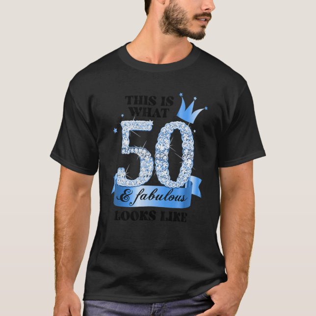 Camiseta 50 & Fabulous I Blue White Party Group Candid Phot (Frente)
