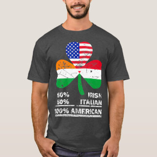 Camiseta 50 Meia-Irlandesa Metade Italiana 100 Bandeira Ame