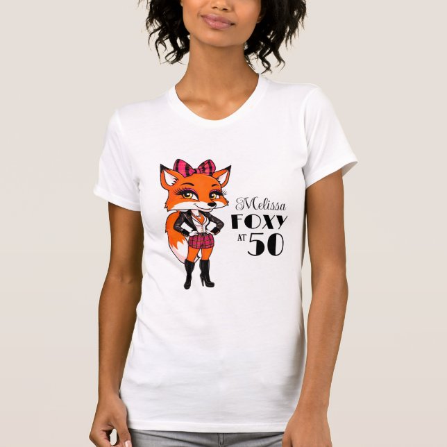 Camiseta 50.o aniversário da Scottish Tartan Fox | Foxy A 5 (Frente)