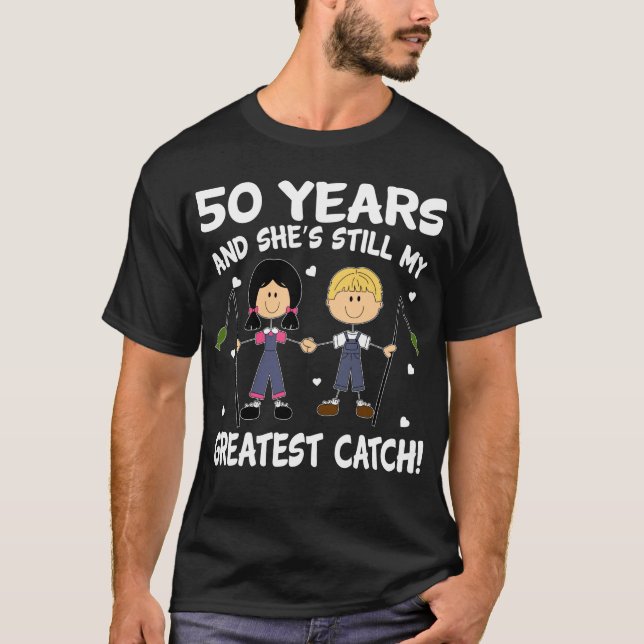 Camiseta 50.o Aniversário De Casamento Para A Pesca (Frente)