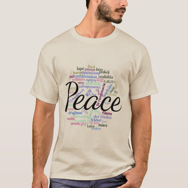 Camiseta 50 palavras para paz KulshanPaz (Frente)