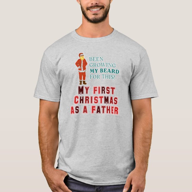 Camiseta 50. Primeiro Natal como pai feliz Natal  (Frente)