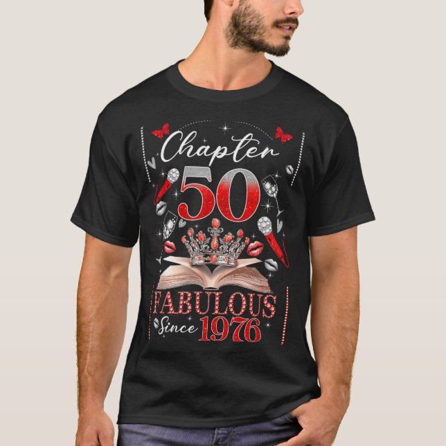 Camiseta 50th Birthday Queen Chapter 50 Fabulous Since 1976 (Frente)