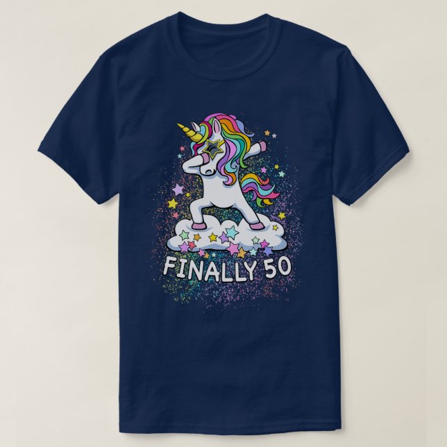 Camiseta 50th birthday unicorn cool dabbing  (Frente do Design)