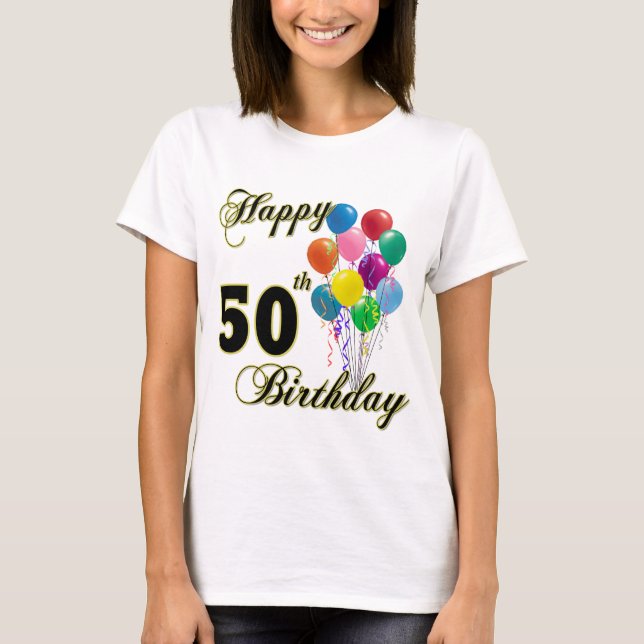 Camiseta 50th presentes de aniversário e roupa felizes do (Frente)