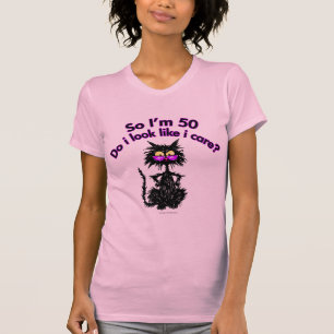 Camiseta 50th Presentes do gato do aniversário