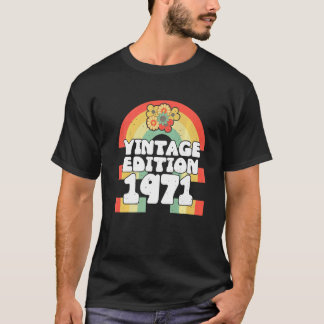 Camiseta 51 anos de idade 1971 Vintage Edition Flores 50th 