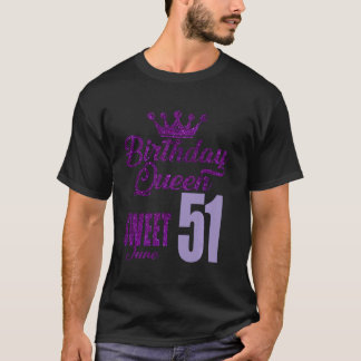 Camiseta 51 Anos Junho Aniversário Rainha 51 Doce Para Mulh