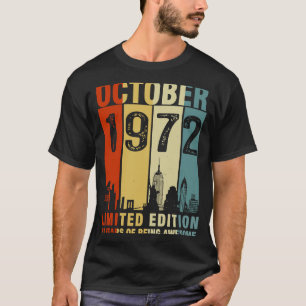 Camiseta 51ruas Aniversário Vintage Outubro 1972 51 Anos
