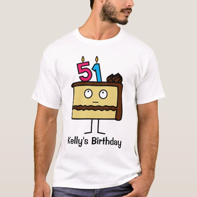 Camiseta 51st Bolo de aniversário com velas (Frente)