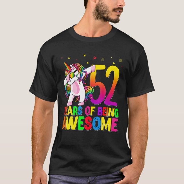 Camiseta 52 Anos De Aniversário Unicórnio Dabbing 52Nd Birt (Frente)
