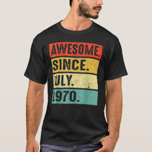 Camiseta 52 anos de idade incrível desde julho de 1970 52º