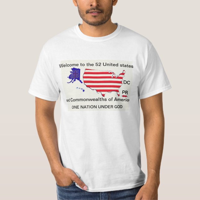 Camiseta 52 ESTADOS SOB o t-shirt do DEUS (Frente)