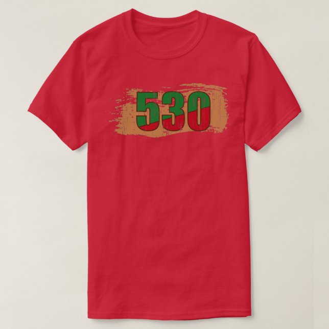 Camiseta 530 Código de área da Califórnia1 (Frente do Design)