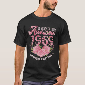 Camiseta 53 Anos De Idade, Rosa, Vintage, 1969, Bday, Prese