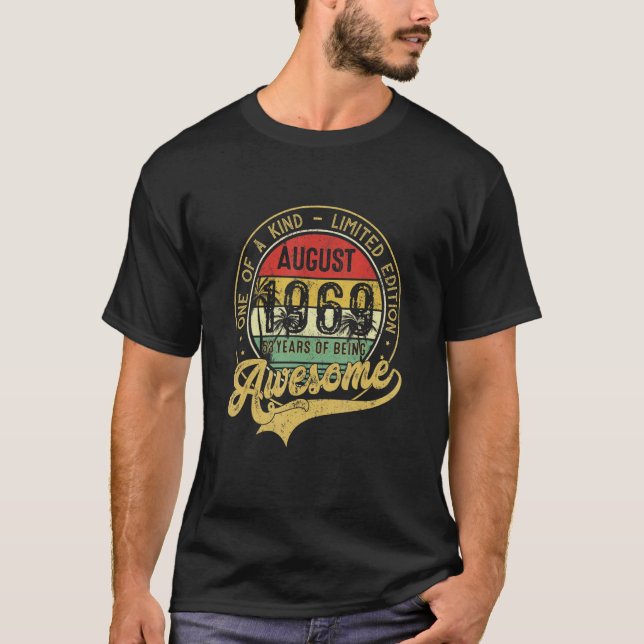 Camiseta 53 anos Vintage agosto de 1969 53º (Frente)