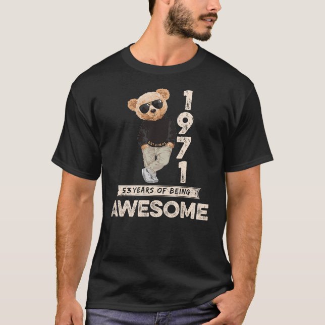Camiseta 53rd Birthday Men Women 1971 Original Awesome Tedd (Frente)