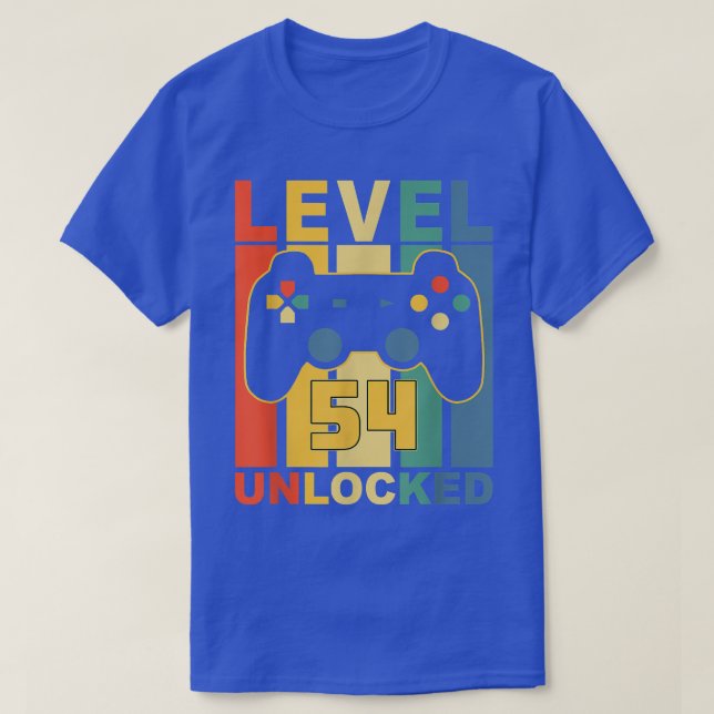 Camiseta 54º Aniversário, Nível 54, Vintage Game desbloquea (Frente do Design)