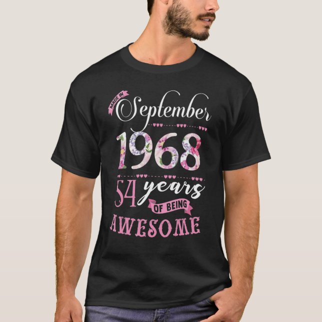 Camiseta 54.º Aniversário De Nascer Para Mulheres Em Setemb (Frente)