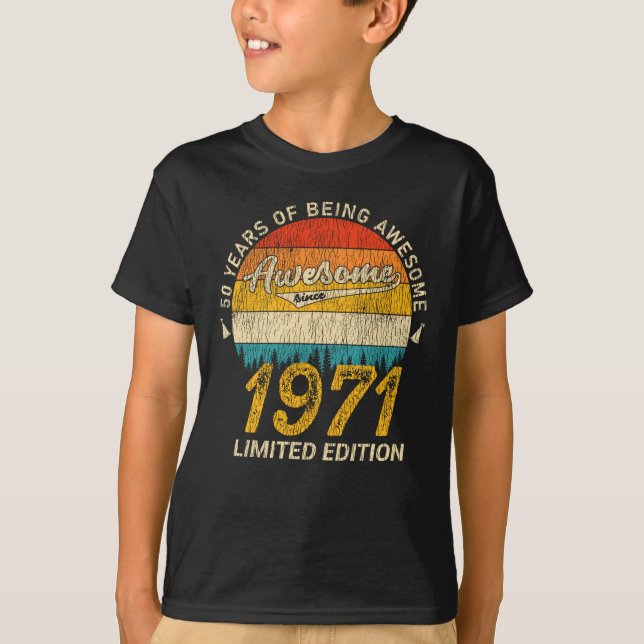 Camiseta 54 anos de idade 1971 Retro Incrível 54º presente  (Frente)