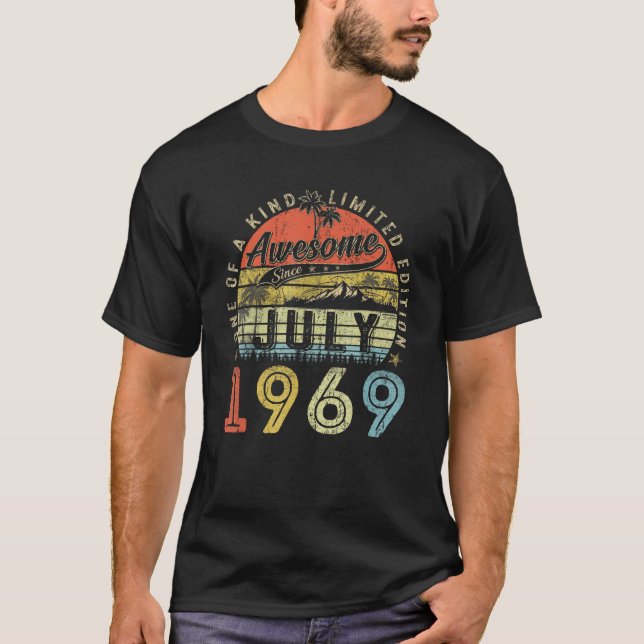 Camiseta 54 anos de idade incrível desde julho de 1969 54º  (Frente)