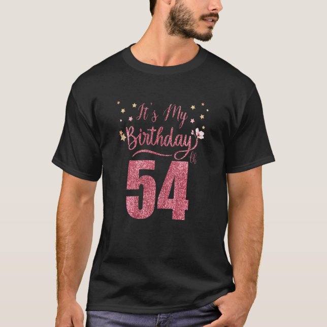 Camiseta 54 anos É o meu aniversário incrível Par de aniver (Frente)