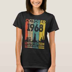 Camiseta 54 anos Presentes Vintage outubro de 1968 54º Nasc