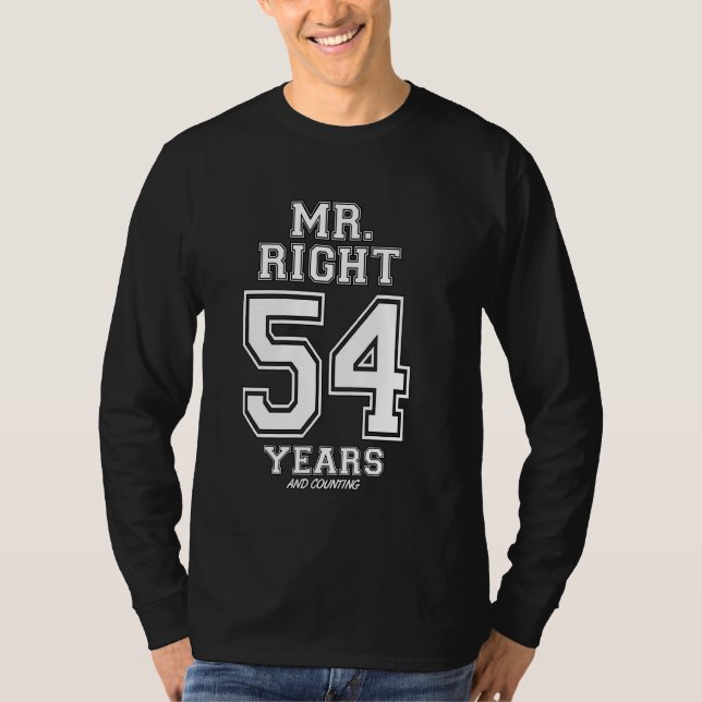 Camiseta 54 Anos Sendo Sr. Certo, Casais Engraçados Anivers (Frente)