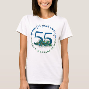 Camiseta 55º Aniversário ou Aniversário de Casamento Penas 