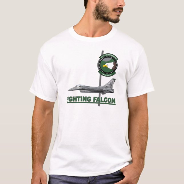 Camiseta 555th Bloco 40E do esquadrão de lutador F-16C (Frente)