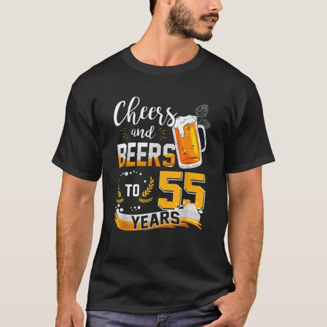 Camiseta 55.º Aniversário Da Saúde E Cervejas A 55 Anos De  (Frente)