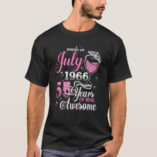 Camiseta 55.º Aniversário Nascer De Pérolas De Vinho Floral