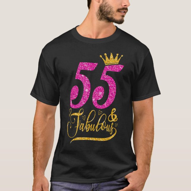 Camiseta 55 anos 55 anos e fabulosa Rainha Cro de 55 anos (Frente)