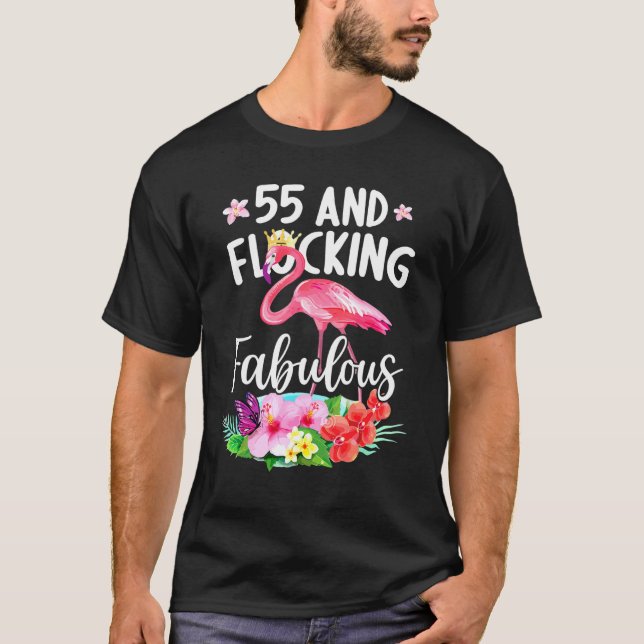 Camiseta 55 Anos De Idade E Fabulosa Garota Flamingo B (Frente)
