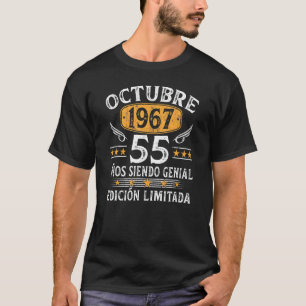 Camiseta 55 anos de idade, homem vintage feito em outubro d