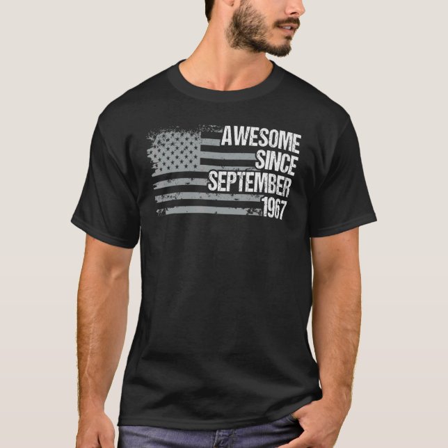 Camiseta 55 anos de idade incrível desde setembro de 1967 5 (Frente)