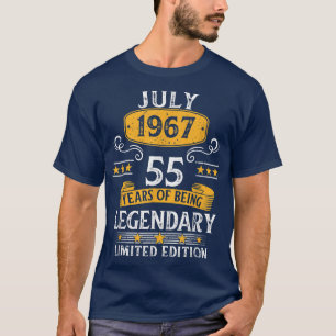 Camiseta 55 Anos Incrível Desde Julho 1967 55º Aniversário